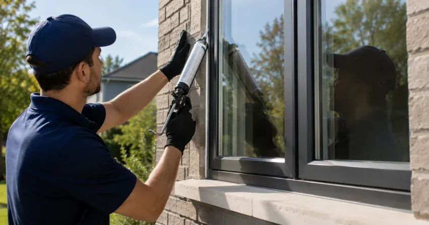 Aluminum window frame with double glazed insulated glass unit installed in a residential wall in Fernbrook, Wasaga Beach