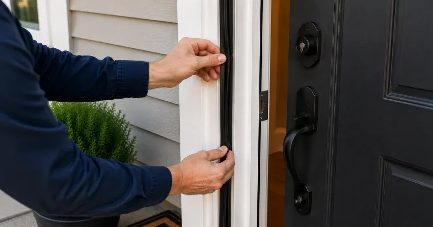 technician performing light test on door seal in Fernbrook, Wasaga Beach