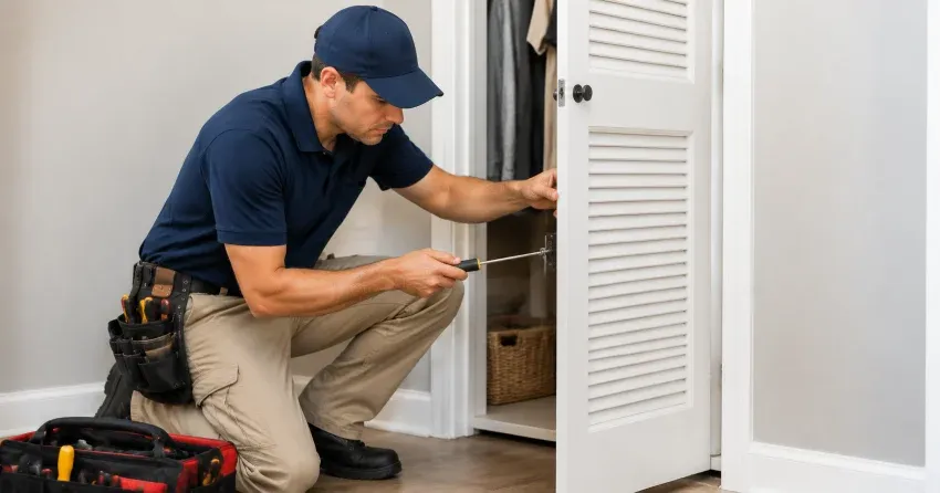 technician repairing doorbell button and wiring in Wasaga Beach