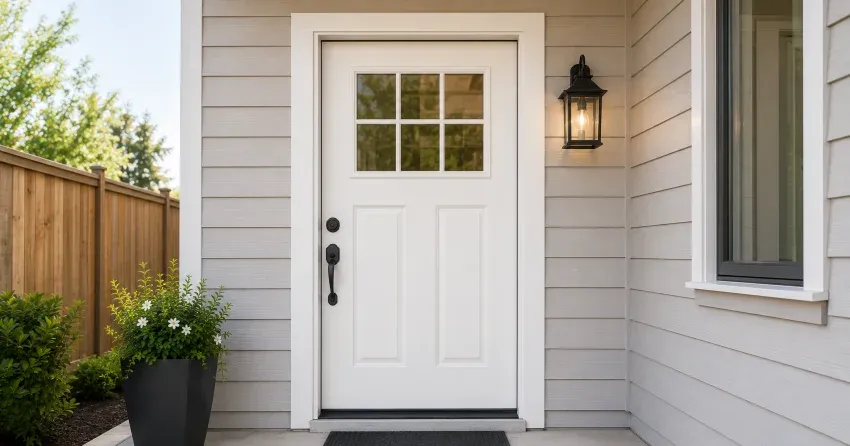 technician installing exterior door frame in Park Place, Wasaga Beach