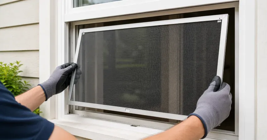 technician repairing a window sash and balance system in Hometown, Wasaga Beach