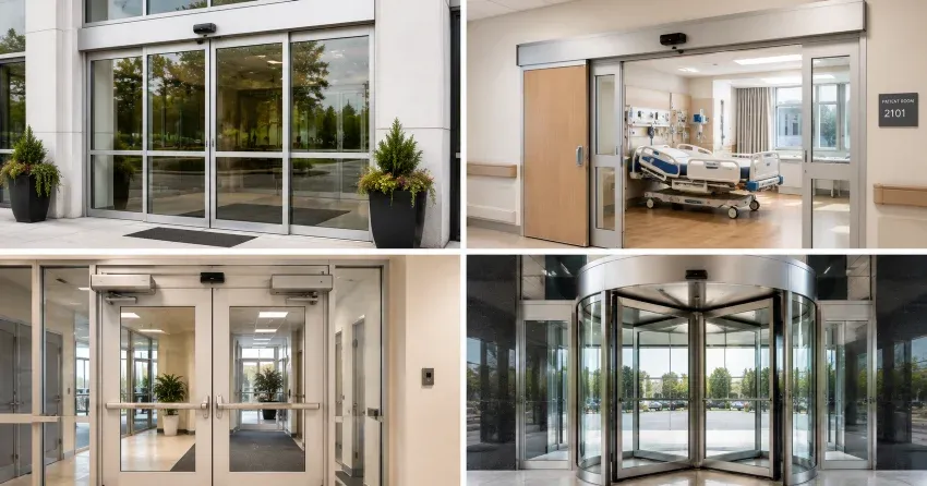 automatic door services technician completing system diagnostic in Wasaga Beach