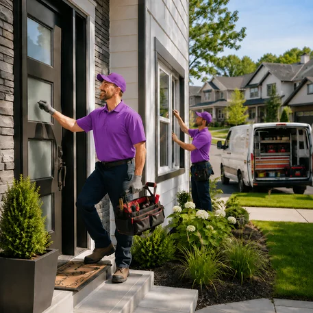 Locally dispatched crews working on doors, windows and glass throughout the region